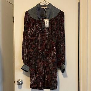 Vanessa Bruno Long Sleeve Dress in Black and Red